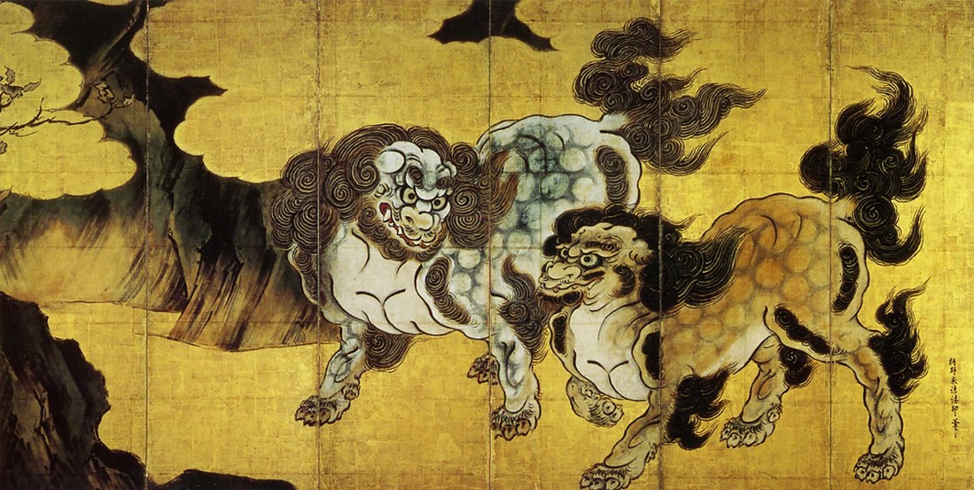 Chinese Lions (Karajishi) by Kanō Eitoku