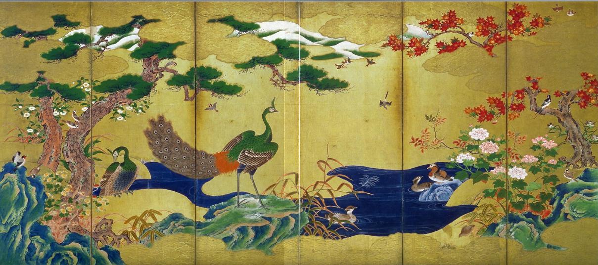 Flowers and Birds of the Four Seasons, Peafowl by  Kanō Eitoku