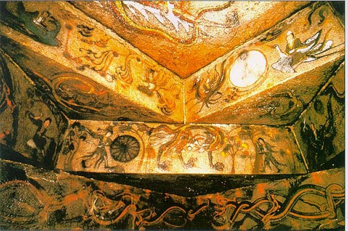 Main chamber and West ceiling mural. Ohoe Tomb #4 