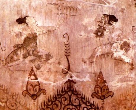 Fighting scene on the ceiling paintings