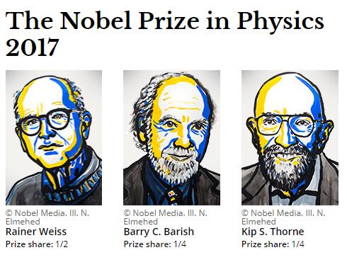 2017 Nobel Prize in Physics Awarded to LIGO Black Hole Researchers, Rainer Weiss, Barry Barish and Kip Thorne
