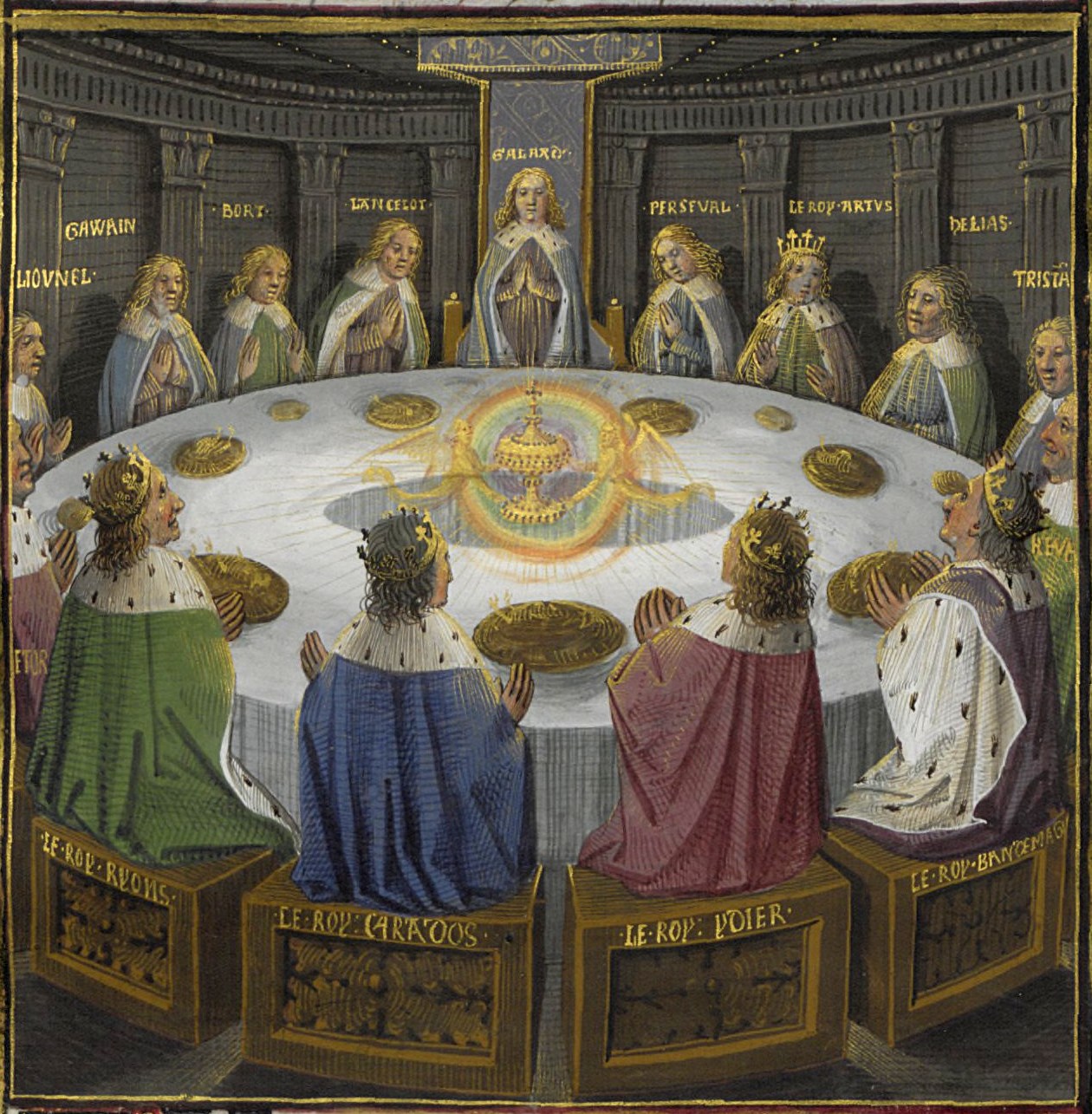 King Arthur's knights, gathered at the Round Table to celebrate the Pentecost.