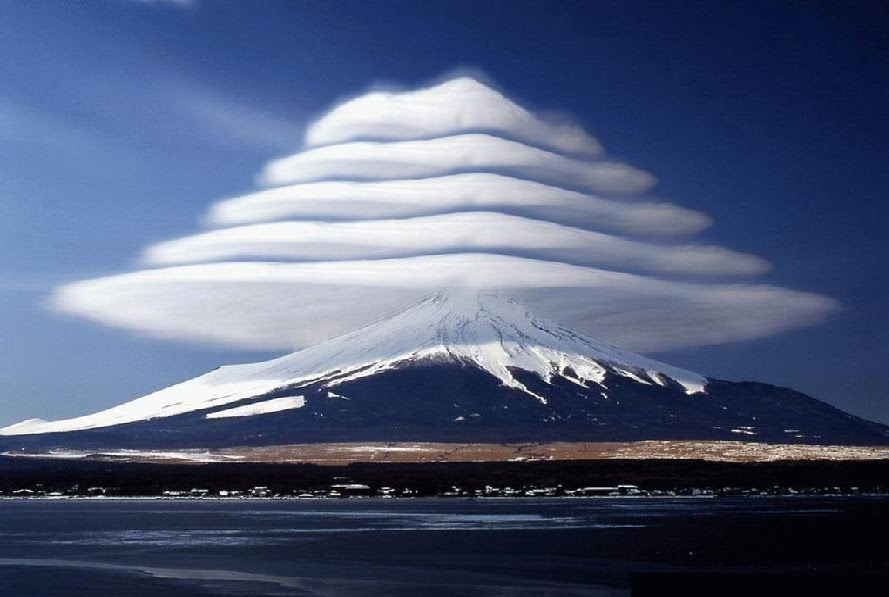 Lenticular Clouds over Mount Fuji, Japan