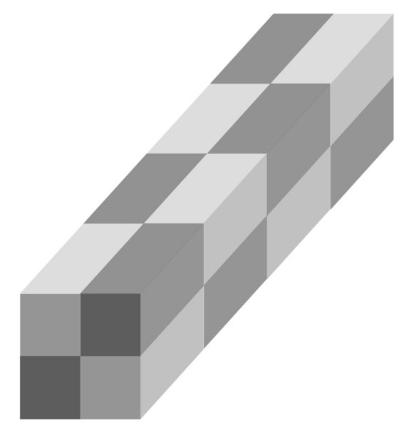 Leaning tower illusion: Elongated cube drawn with parallel side