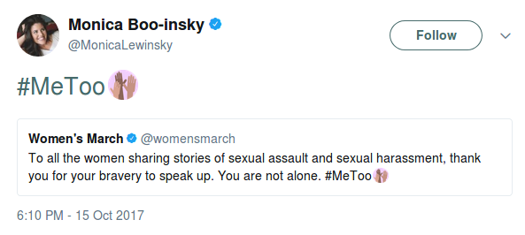 Monica Lewinsky tweets #MeToo