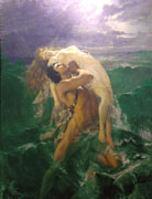 The Flood: Deucalion holding aloft his wife